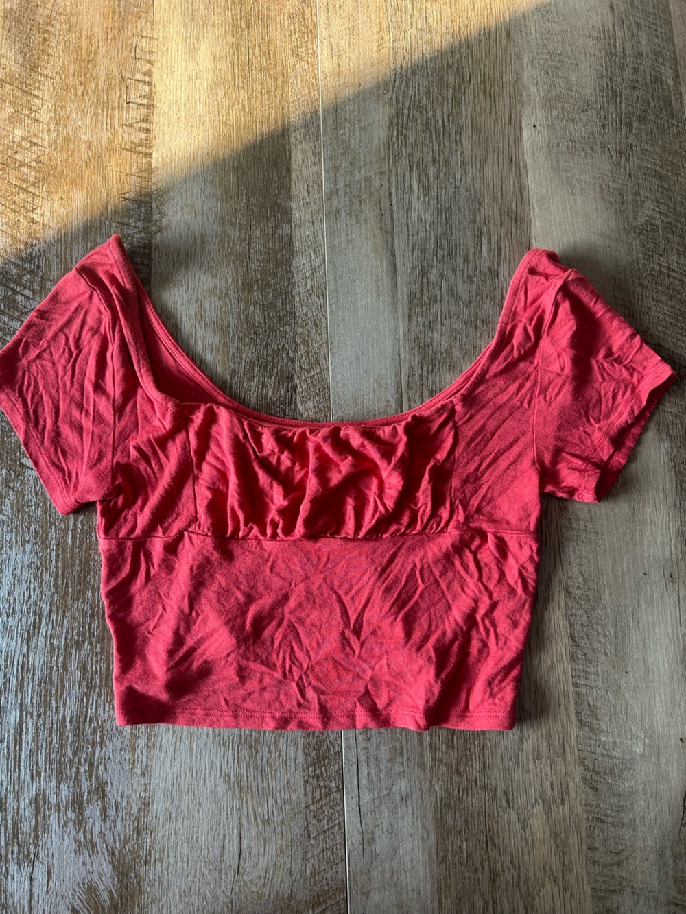 Women's Short Sleeve Scoop Neck Top - Coral Pink